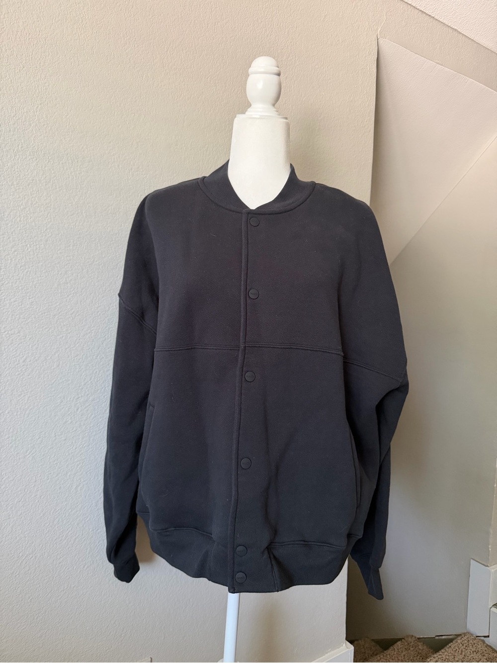 nuuds Black Button-Front Bomber Jacket